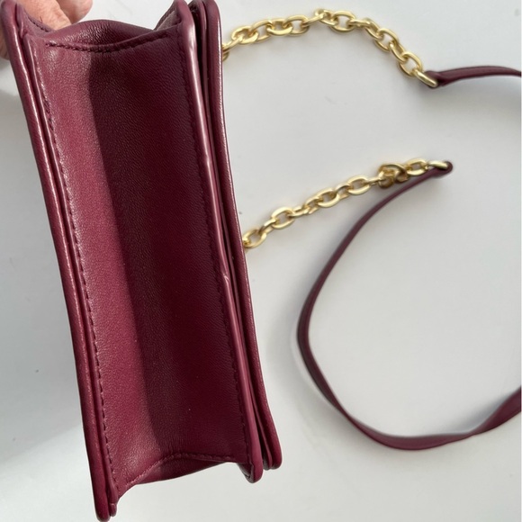 Tory Burch Alexa Quilted Mini Imperial Garnet Leather Shoulder Bag chain strap - Picture 9 of 10